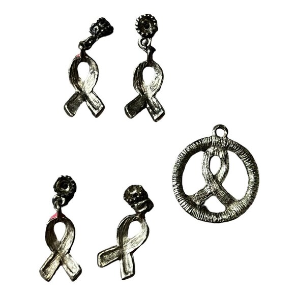 Bundle of 5 Breast Cancer Awareness Charms for Necklace and Jewelry Craft Making - Picture 5 of 5